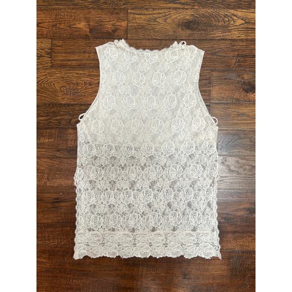 Vintage Clothing - Sheer Lace Tank Top - White English Roses - Medium - Picture 2 of 9